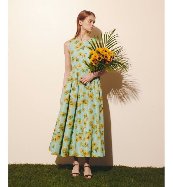 LOULOU WILLOUGHBY「WEB 一部店舗限定 サンフラワープリントバッククロスワンピース」|ワンピース|