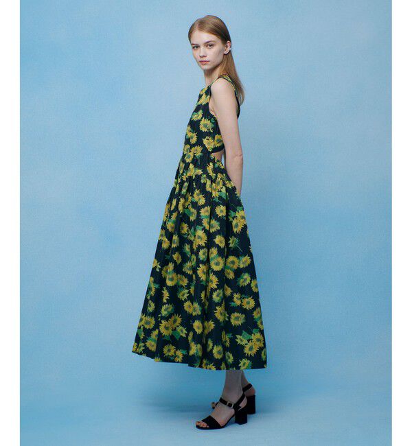 LOULOU WILLOUGHBY「WEB 一部店舗限定 サンフラワープリントバッククロスワンピース」|ワンピース|