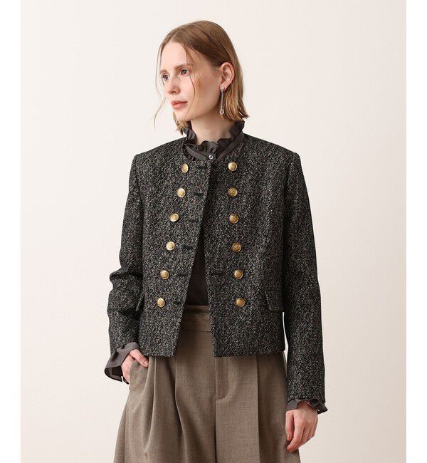 allureville「ツィーディージャガードノーカラージャケット」|ノーカラージャケット|