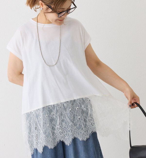  「レースヘムシルケットTシャツ」|Tシャツ・カットソー|