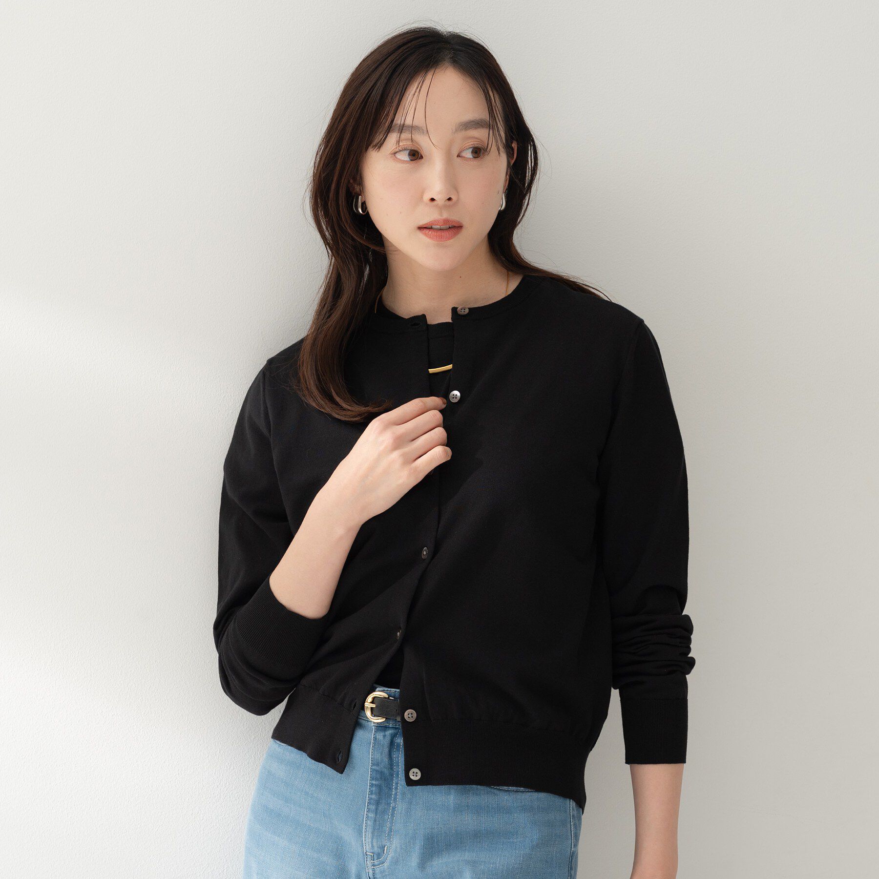 UNTITLED「【9色展開/アンサンブル可】コットンクルーネックカーディガン」|カーディガン|