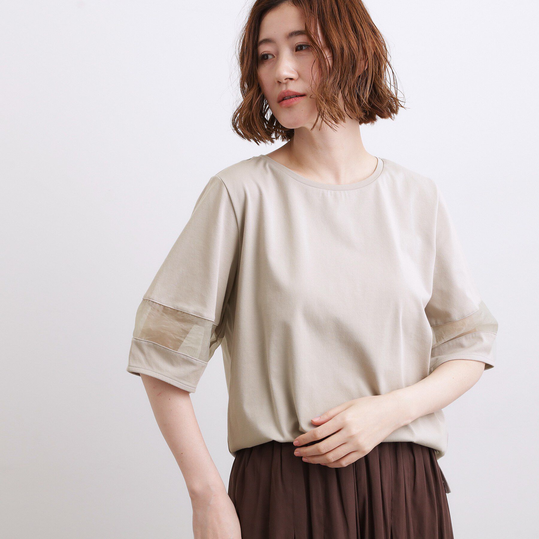 grove「【吸水速乾・UVカット・接触冷感】シアードッキングランタンスリーブTシャツ」|Tシャツ・カットソー|