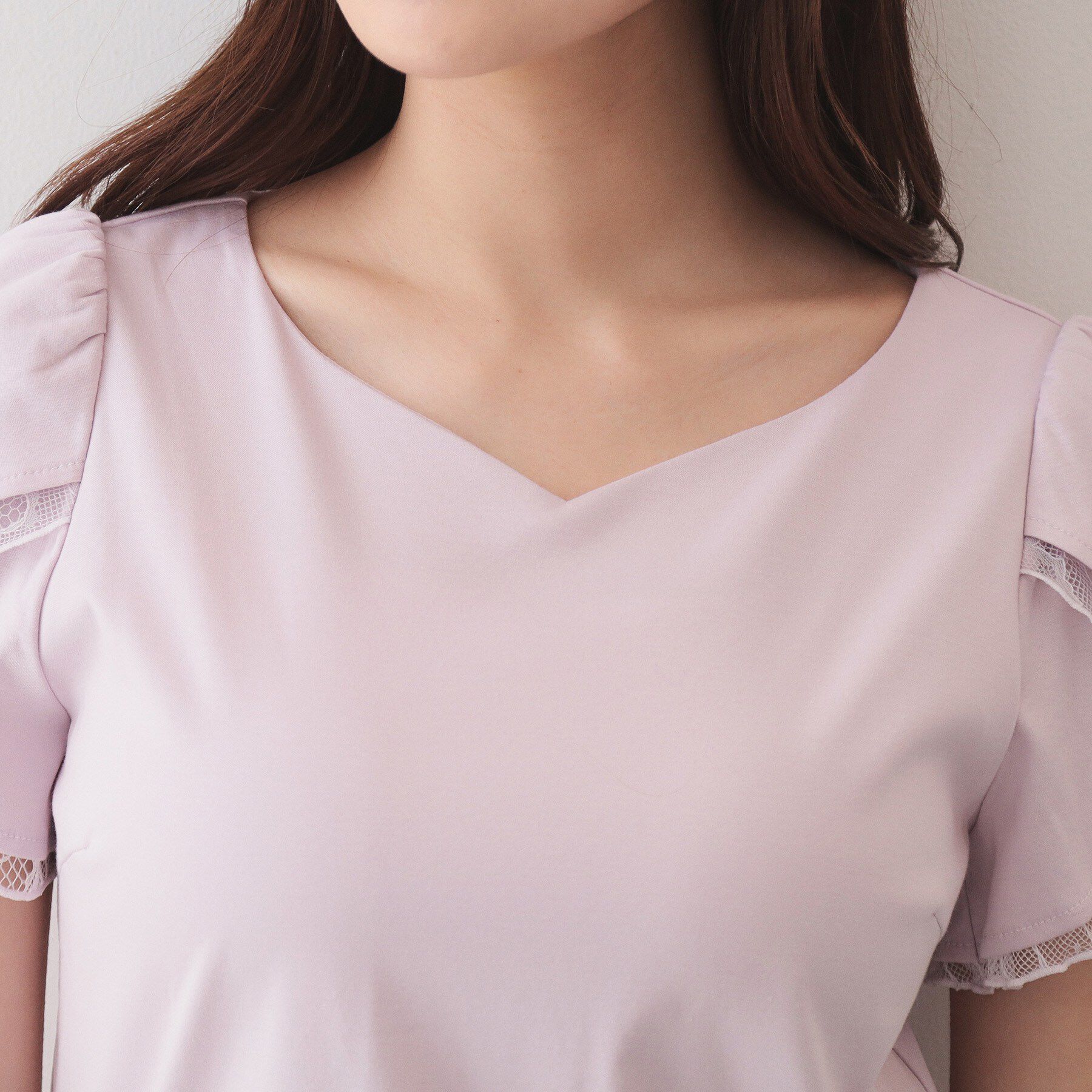 index「【接触冷感／UVケア】ハートネックレースレイヤードトップス《洗濯機OK／6col》」|Tシャツ・カットソー|