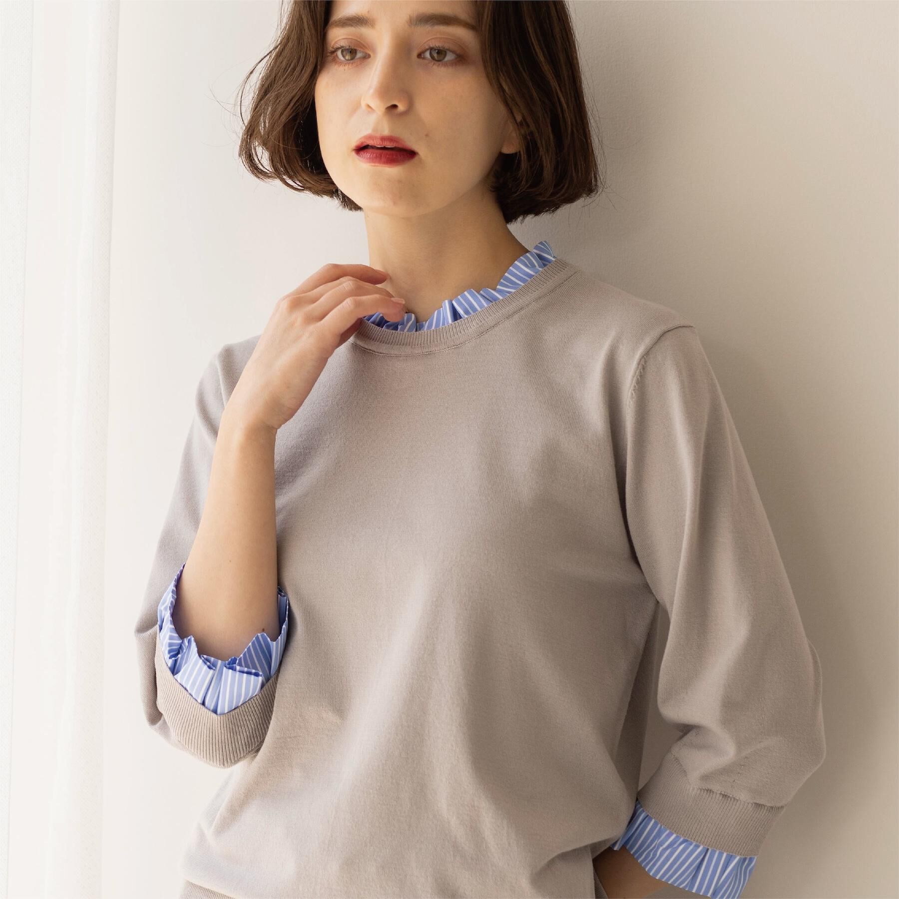 OPAQUE.CLIP「【UVケア／遮熱性】フリルドッキングニット《洗濯機OK》」|ニット・セーター|