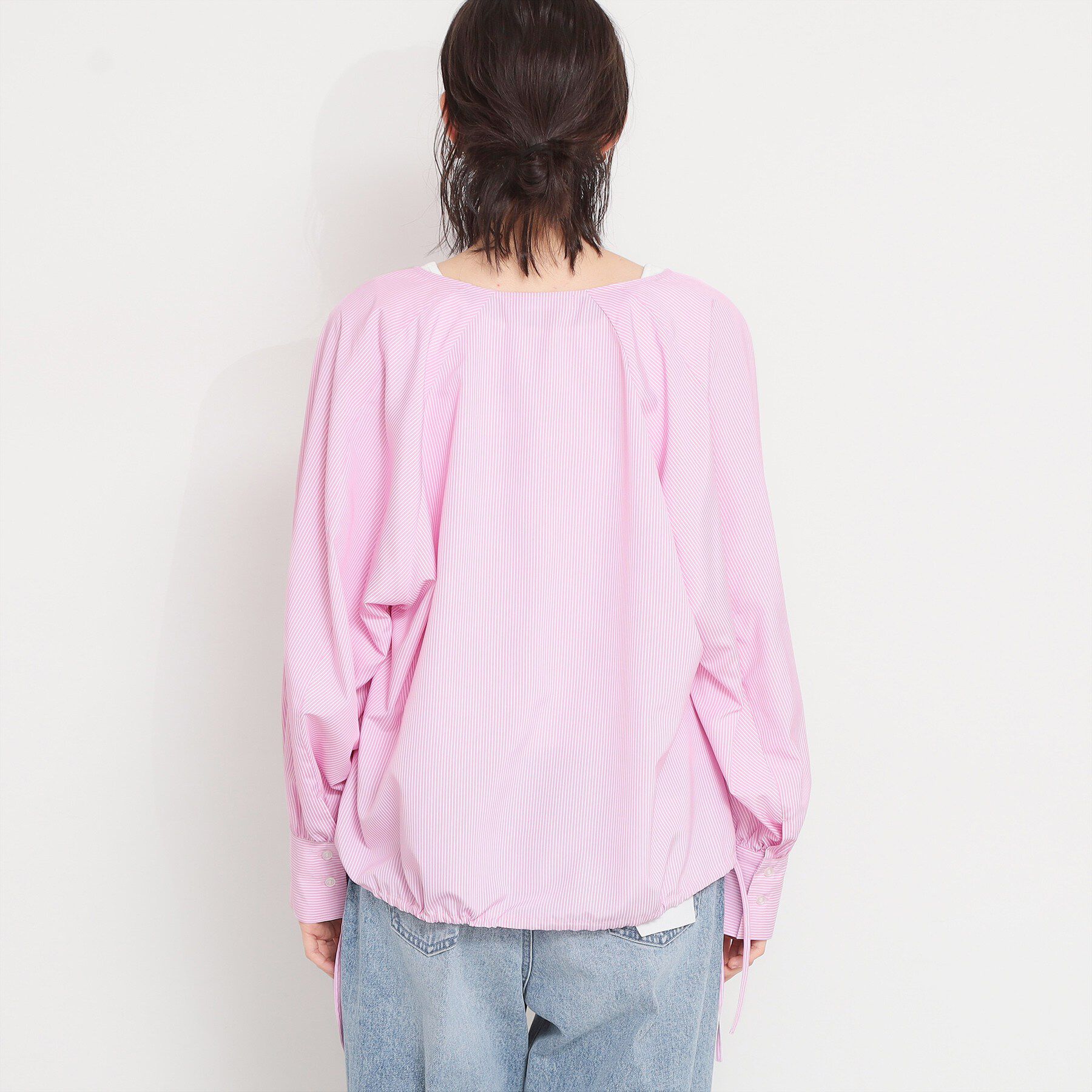 THE SHOP TK「キーネックストライプドロストシャツブラウス」|シャツ・ブラウス|
