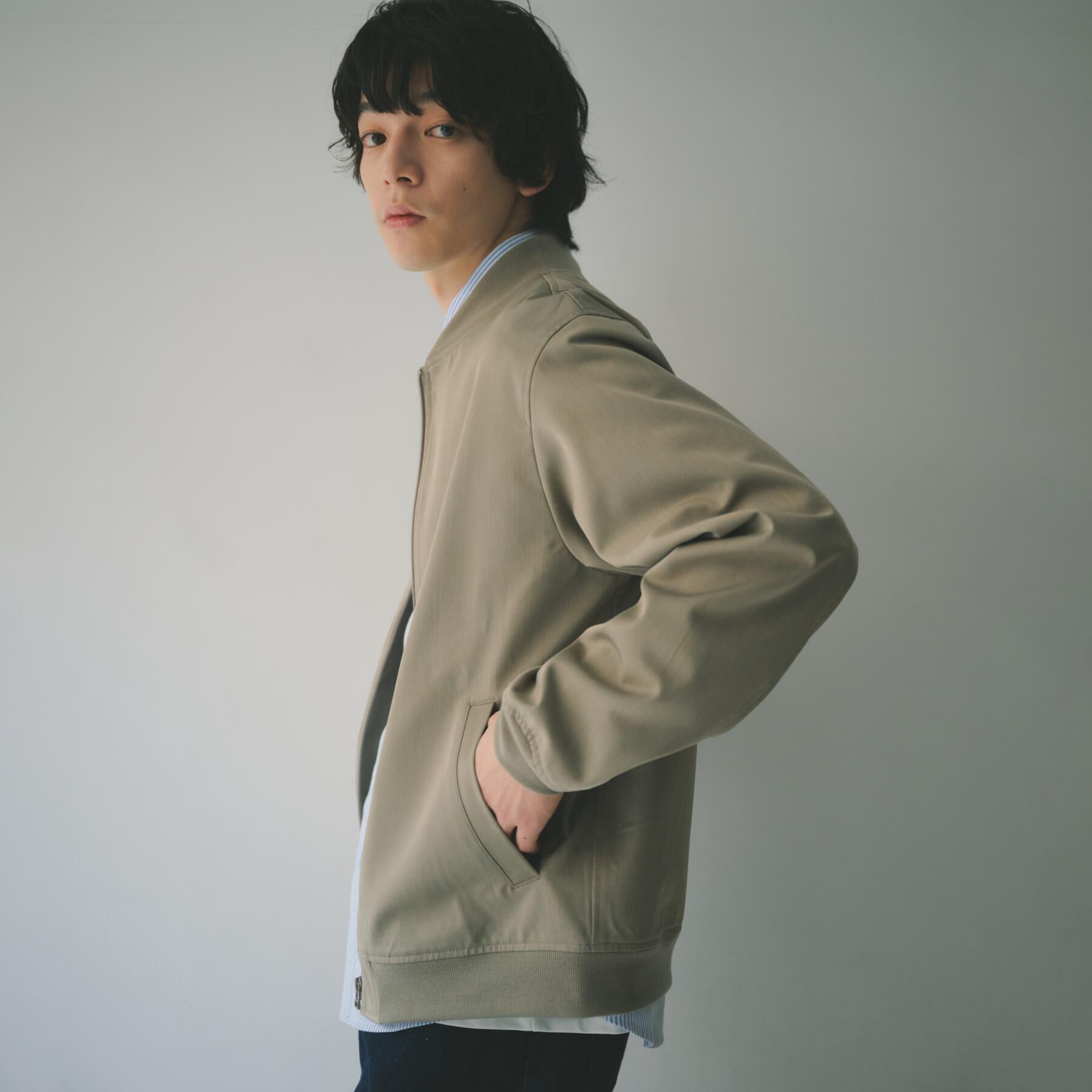 THE SHOP TK「FLEX LINE ストレッチリブブルゾン　ストレッチ/防シワ/マシンウォッシャブル/セットアップ可」|ブルゾン・スタジャン|