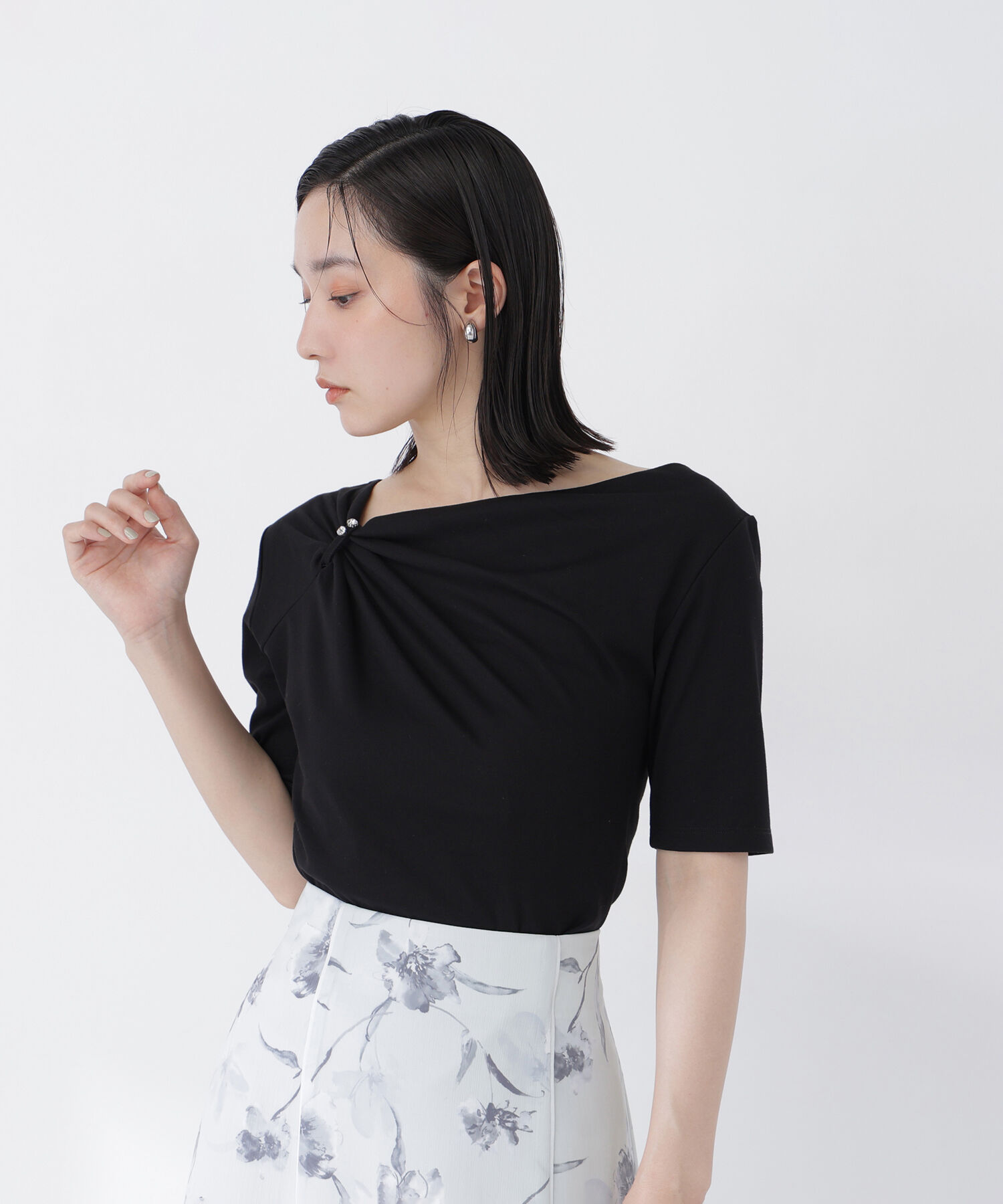  「アシメドレープカットソー」|Tシャツ・カットソー|