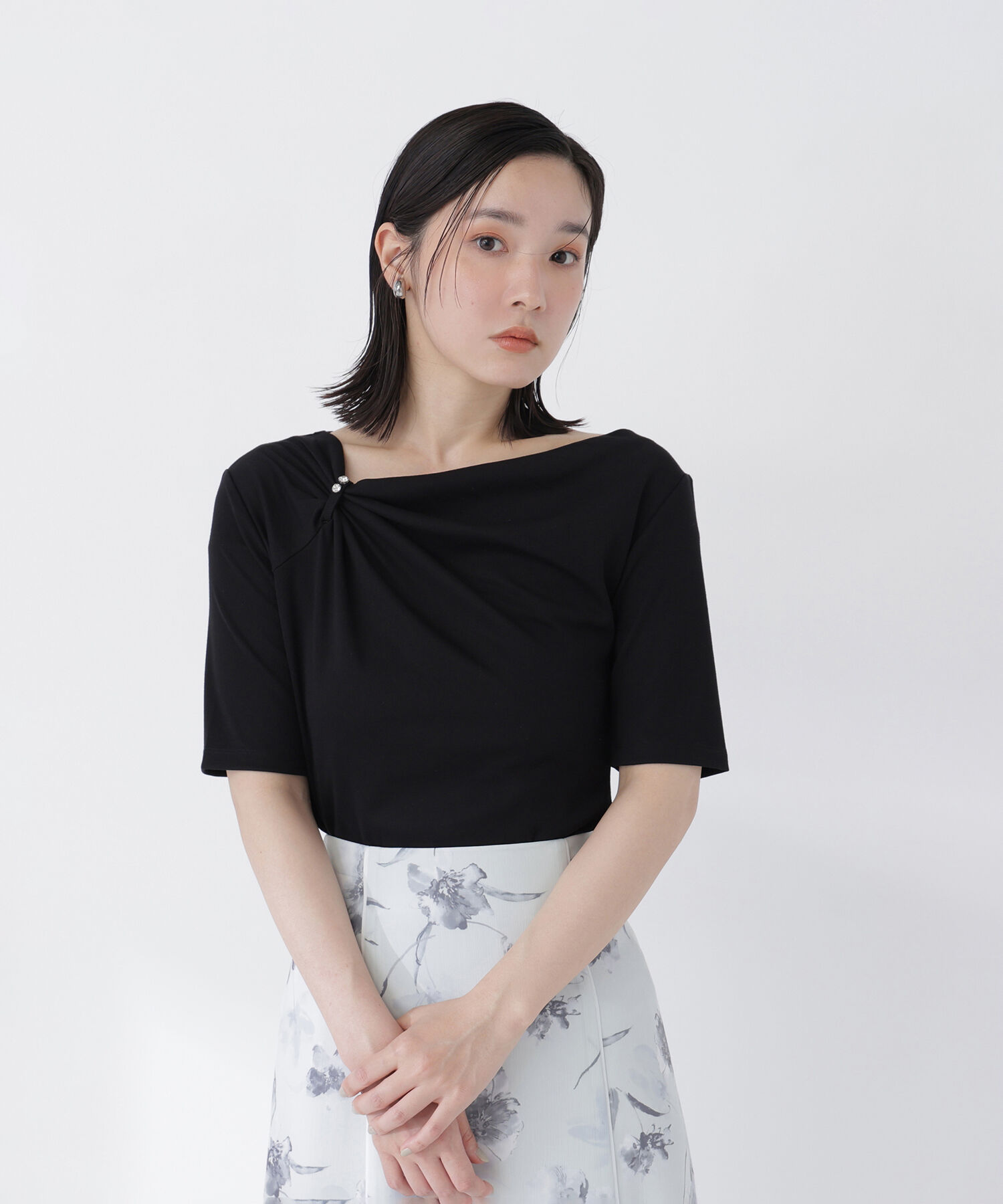  「アシメドレープカットソー」|Tシャツ・カットソー|