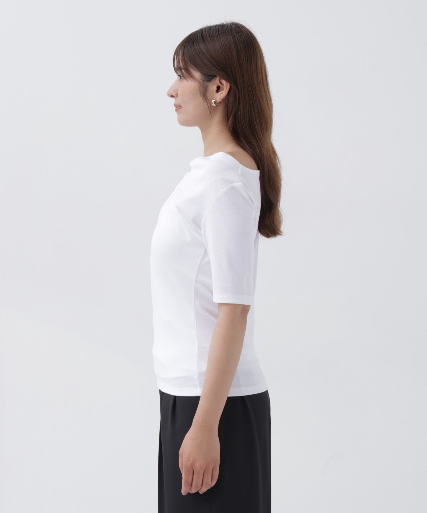  「アシメドレープカットソー」|Tシャツ・カットソー|