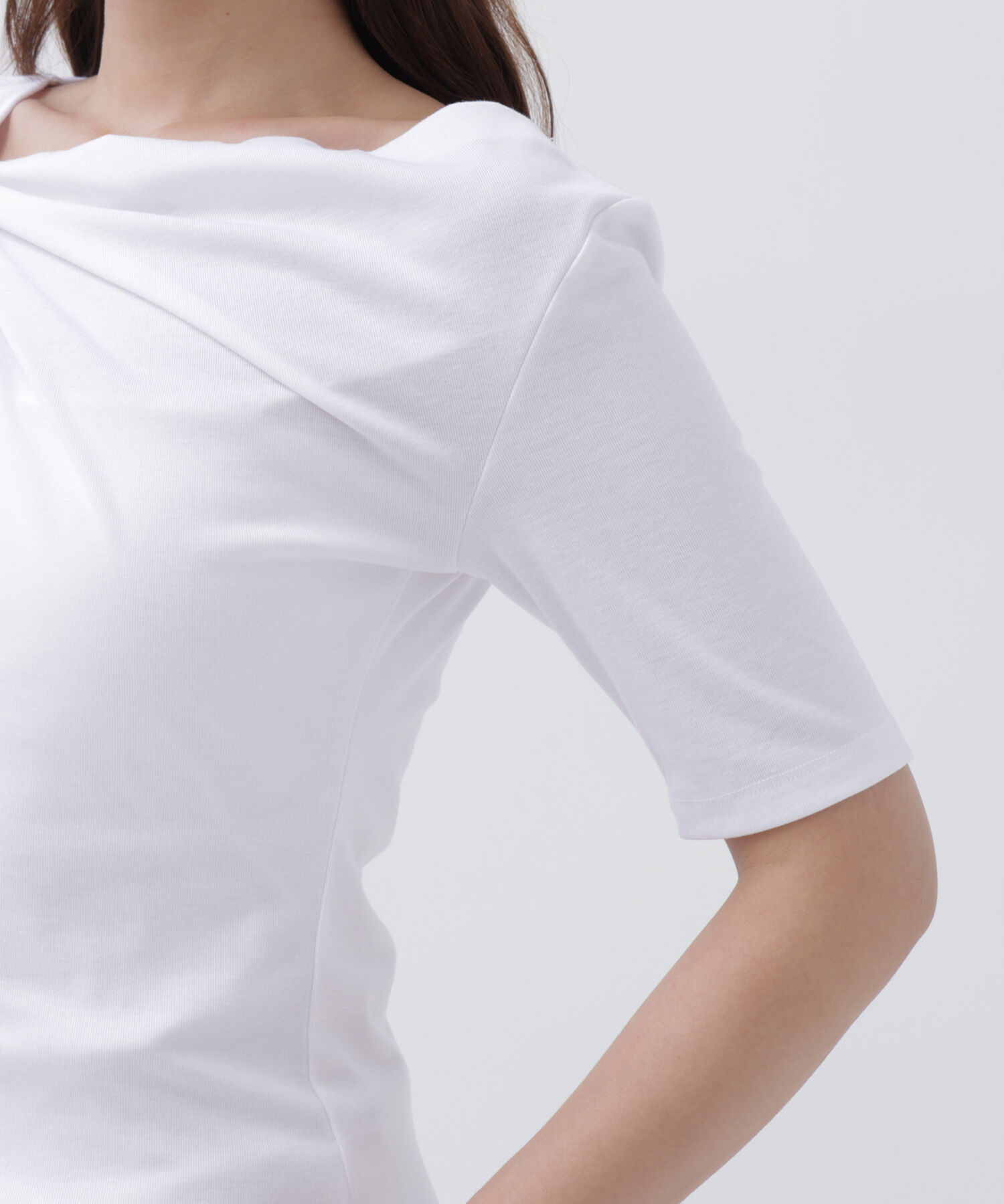  「アシメドレープカットソー」|Tシャツ・カットソー|