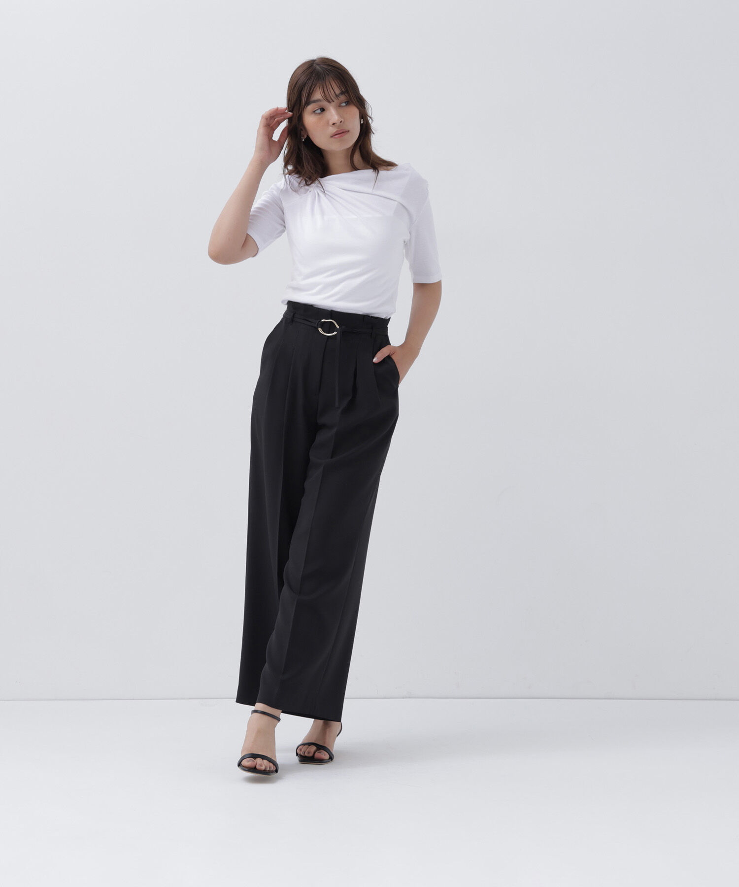  「アシメドレープカットソー」|Tシャツ・カットソー|