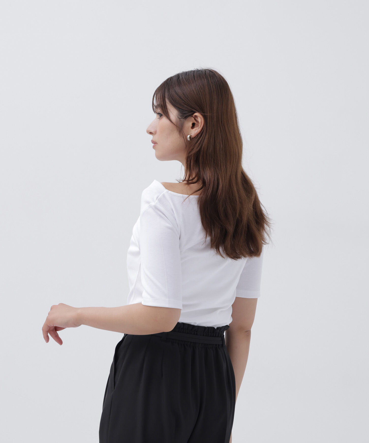  「アシメドレープカットソー」|Tシャツ・カットソー|
