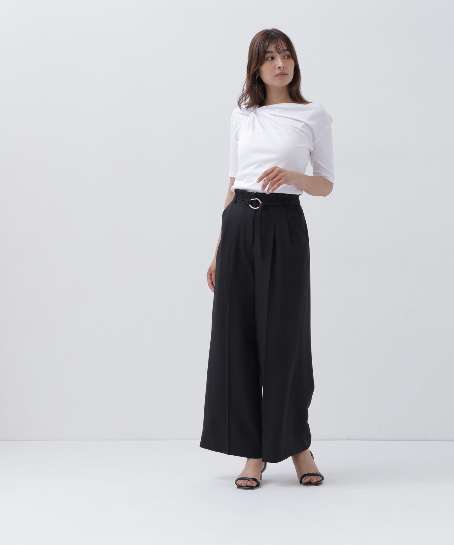  「アシメドレープカットソー」|Tシャツ・カットソー|