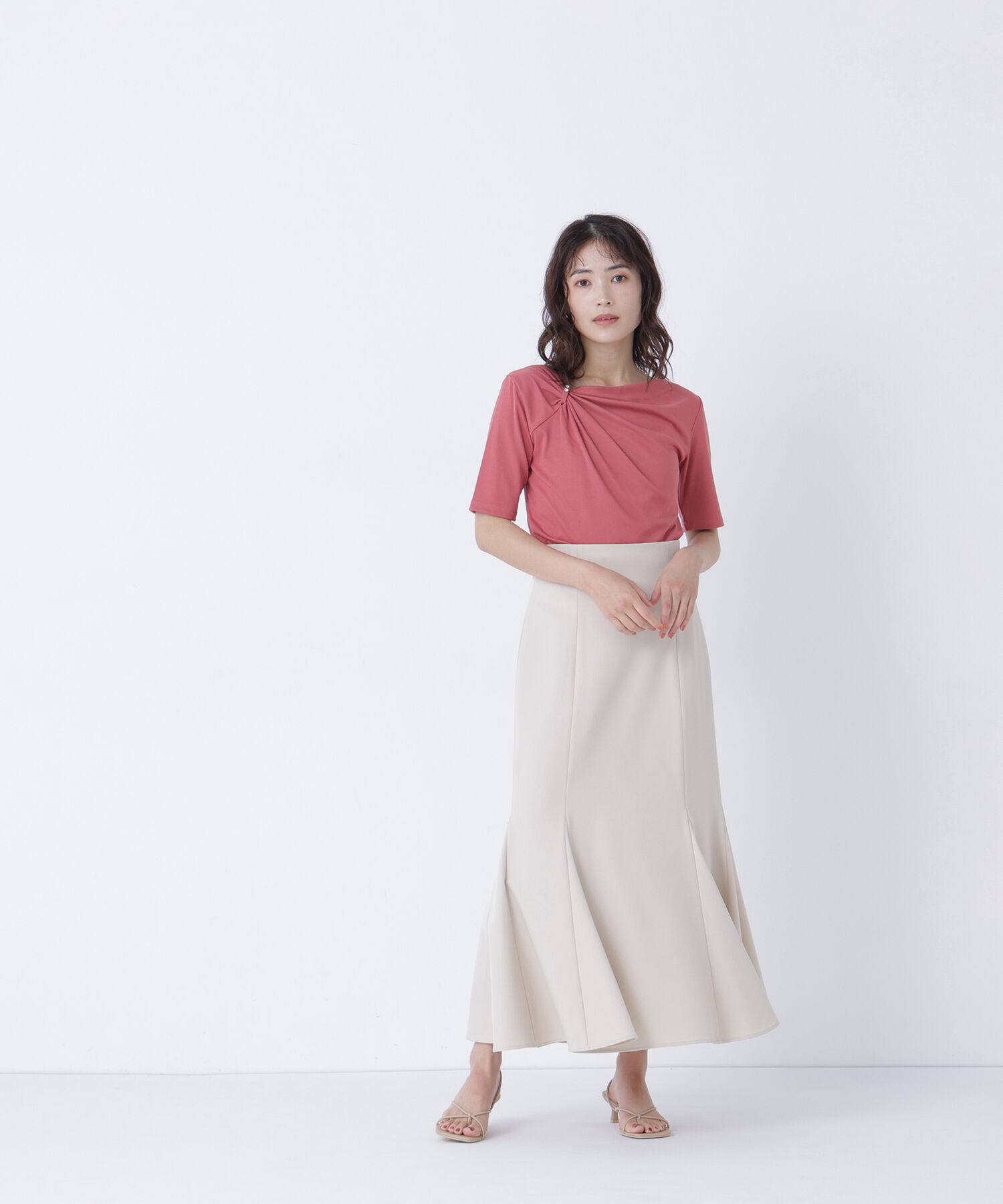  「アシメドレープカットソー」|Tシャツ・カットソー|