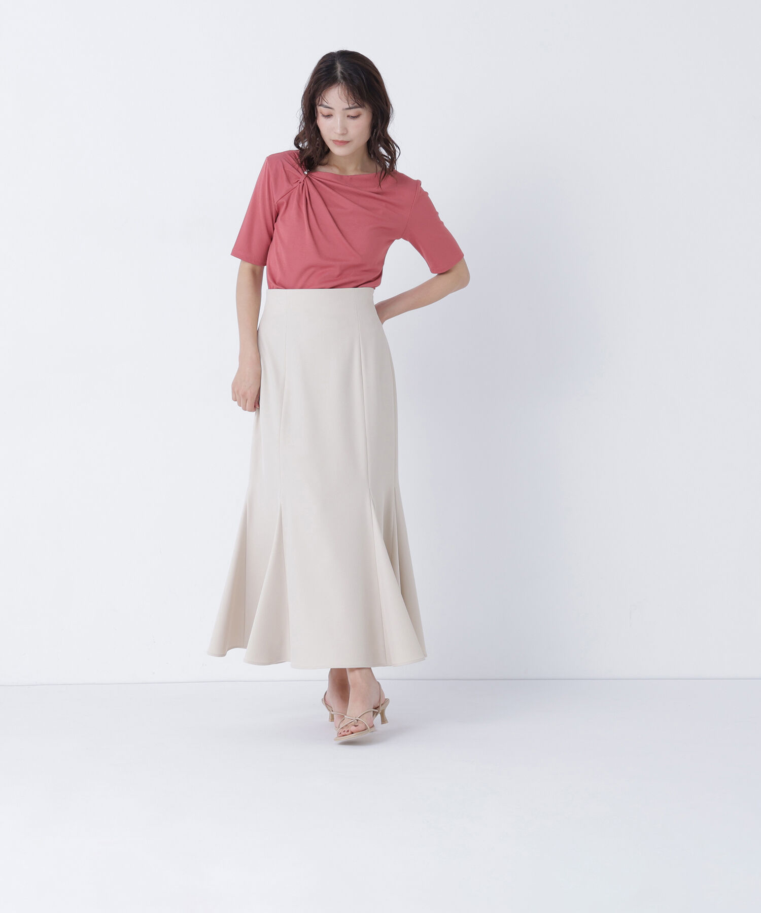  「アシメドレープカットソー」|Tシャツ・カットソー|