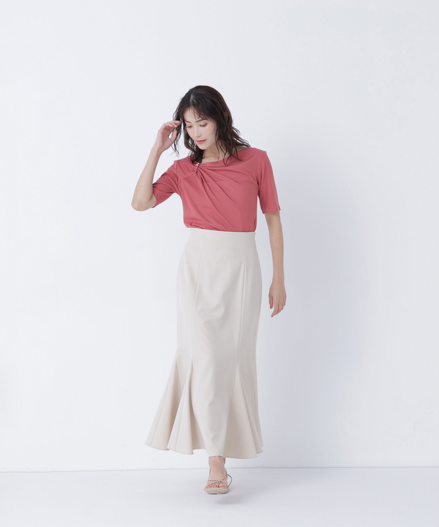  「アシメドレープカットソー」|Tシャツ・カットソー|