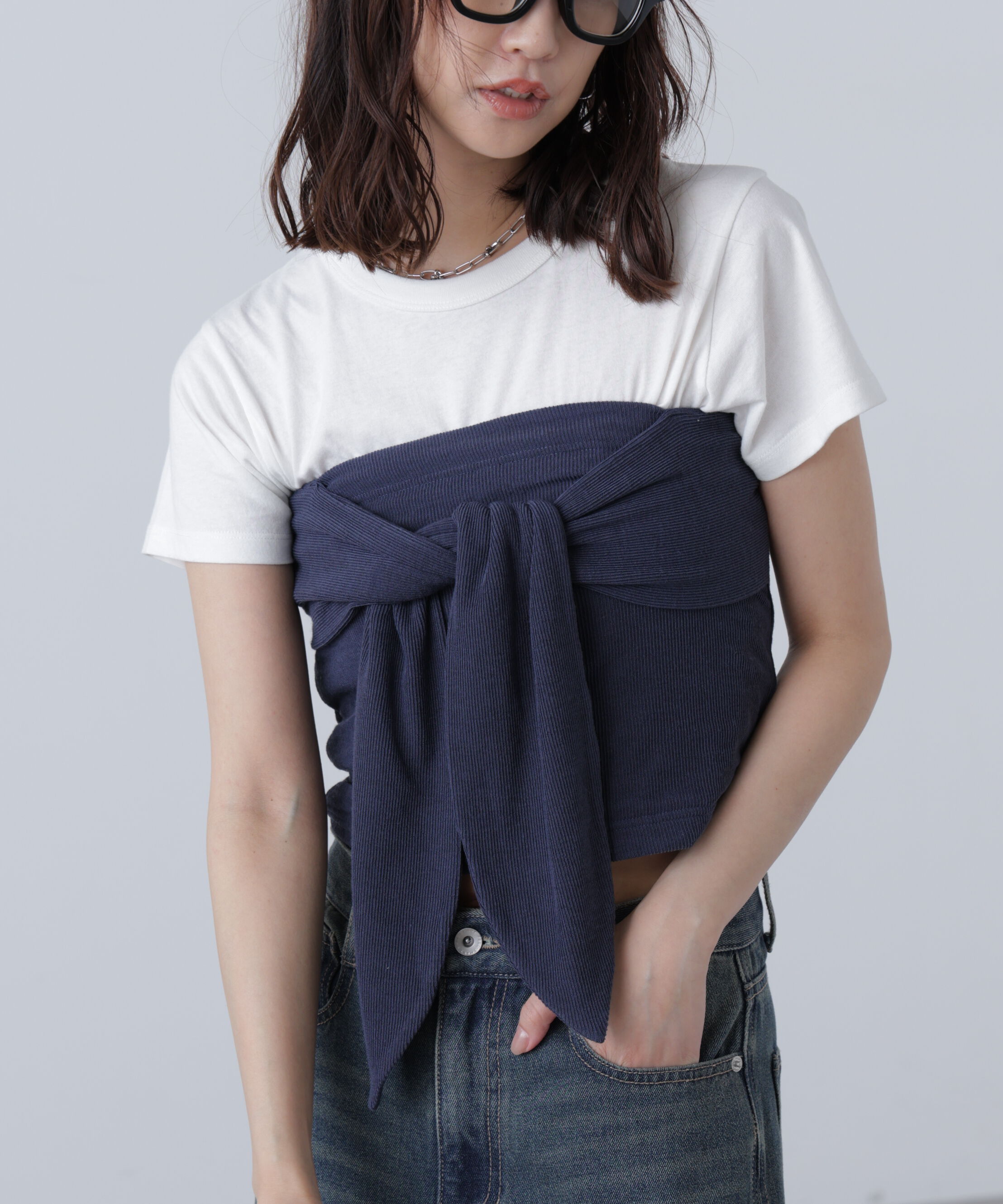  「リボンベアニットソービスチェ」|Tシャツ・カットソー|ネイビー