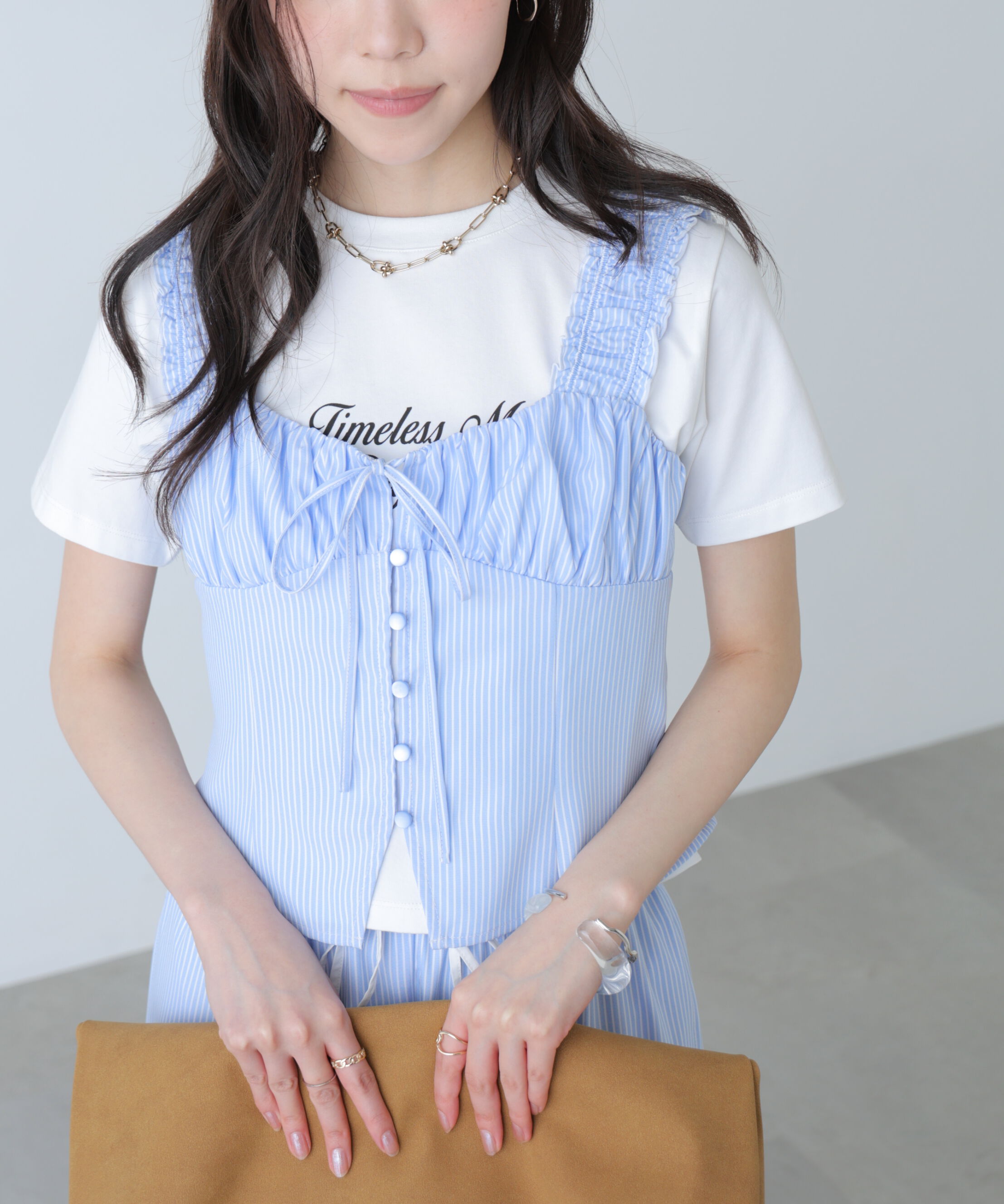  「フロントボタンストライプブラウス」|シャツ・ブラウス|