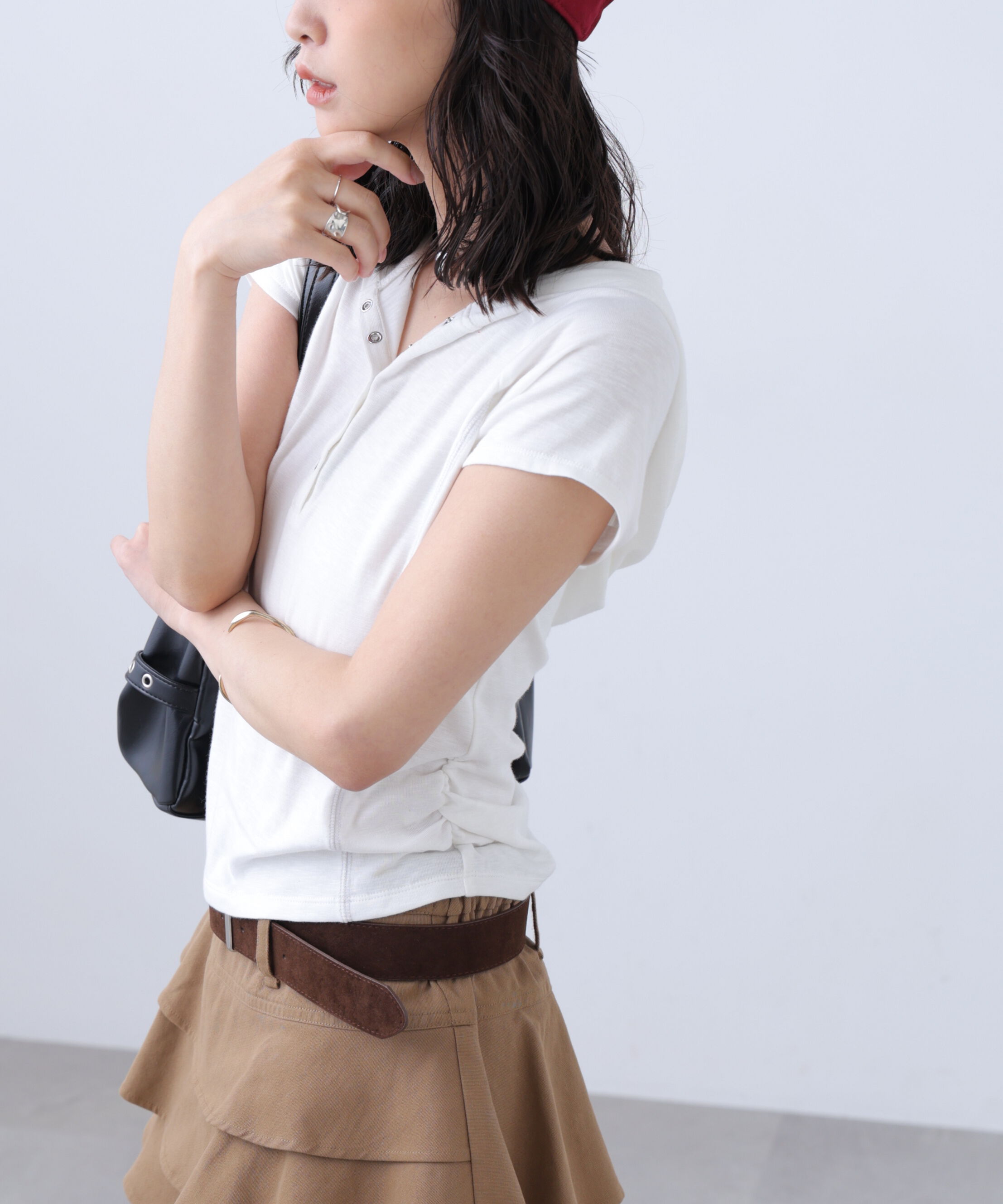  「スキッパー半袖カットソーフーディー」|Tシャツ・カットソー|