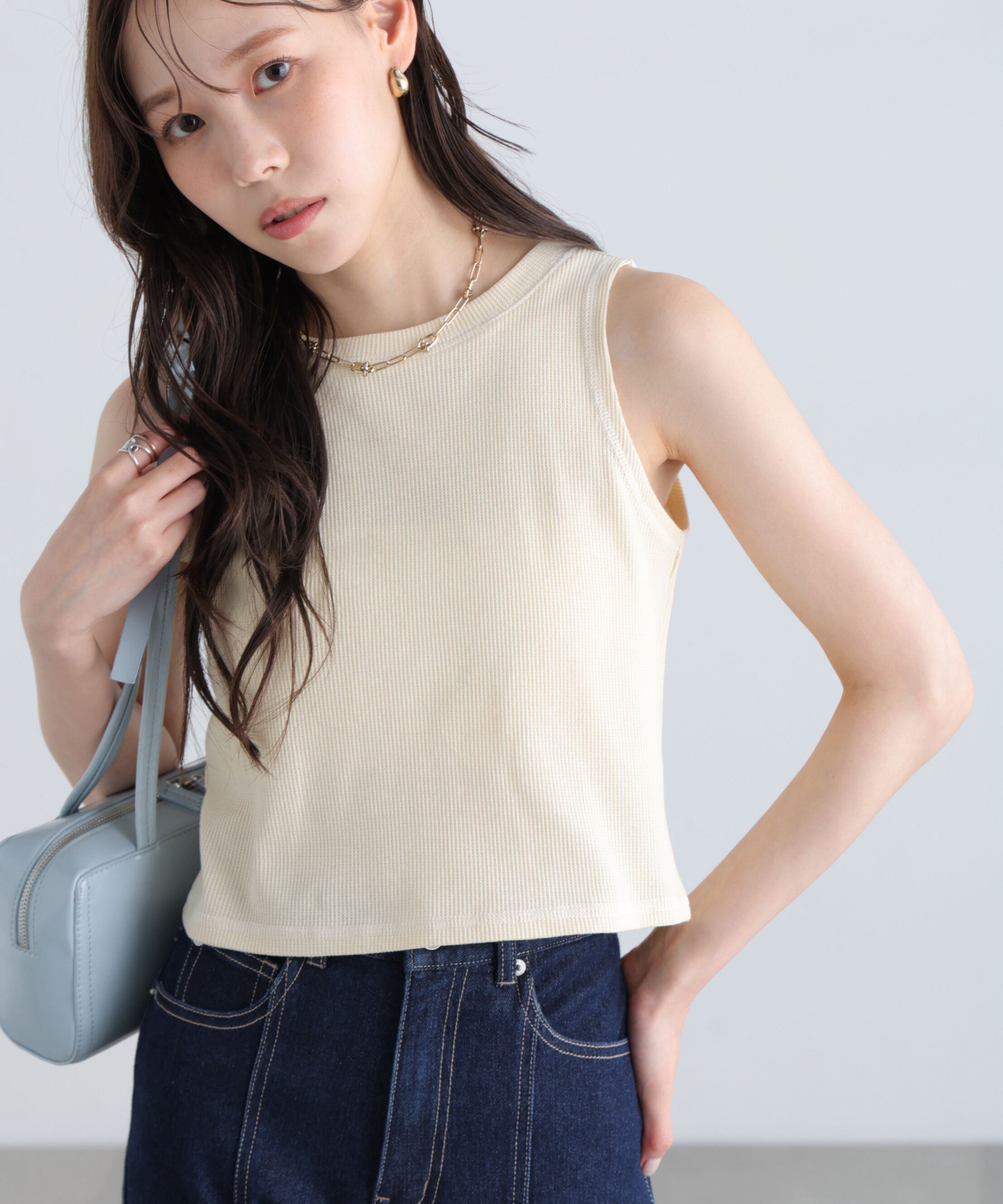  「ワッフルアメスリショート丈タンク」|Tシャツ・カットソー|オフ