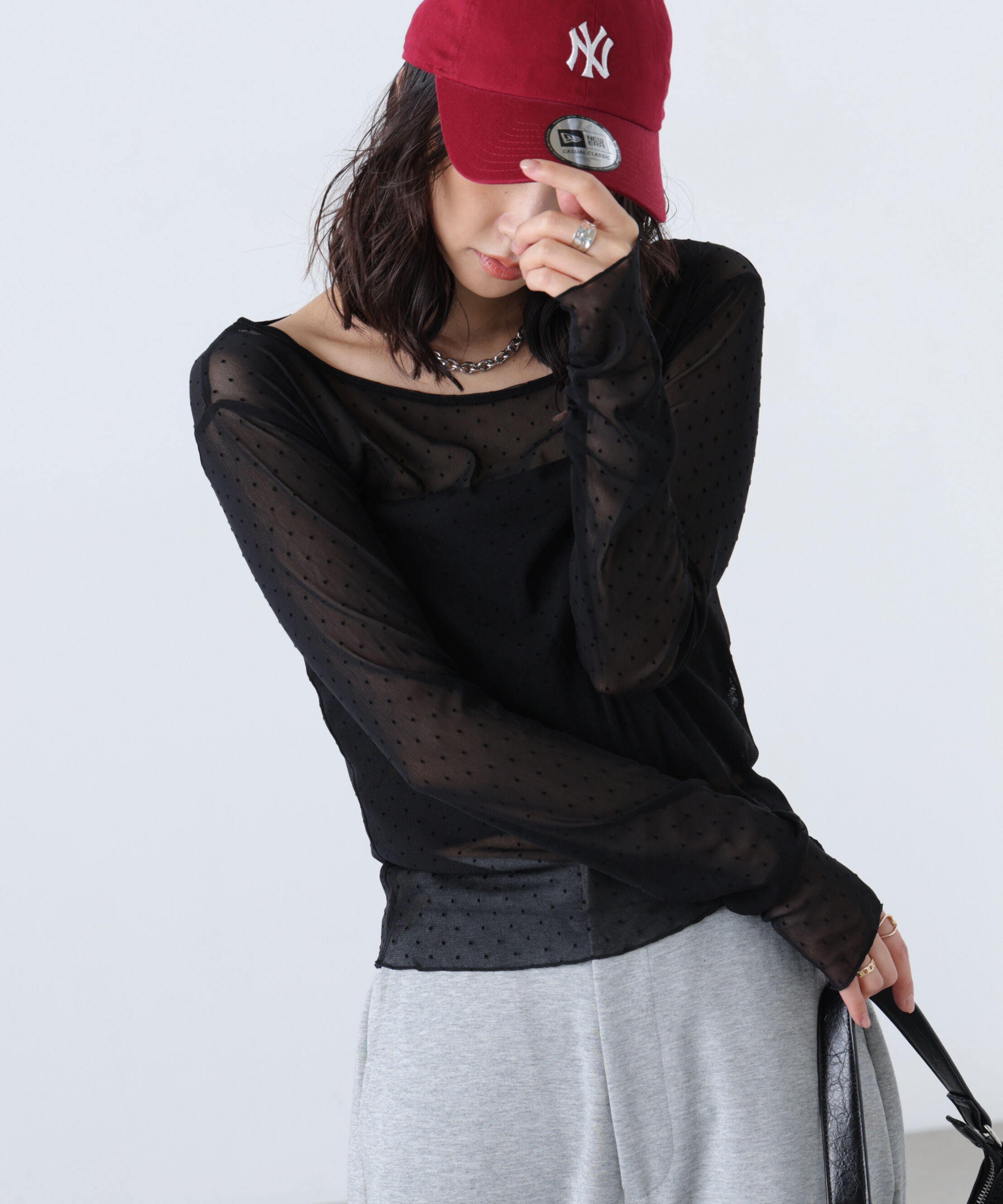  「フロッキードットチュールシアーカットソー」|Tシャツ・カットソー|