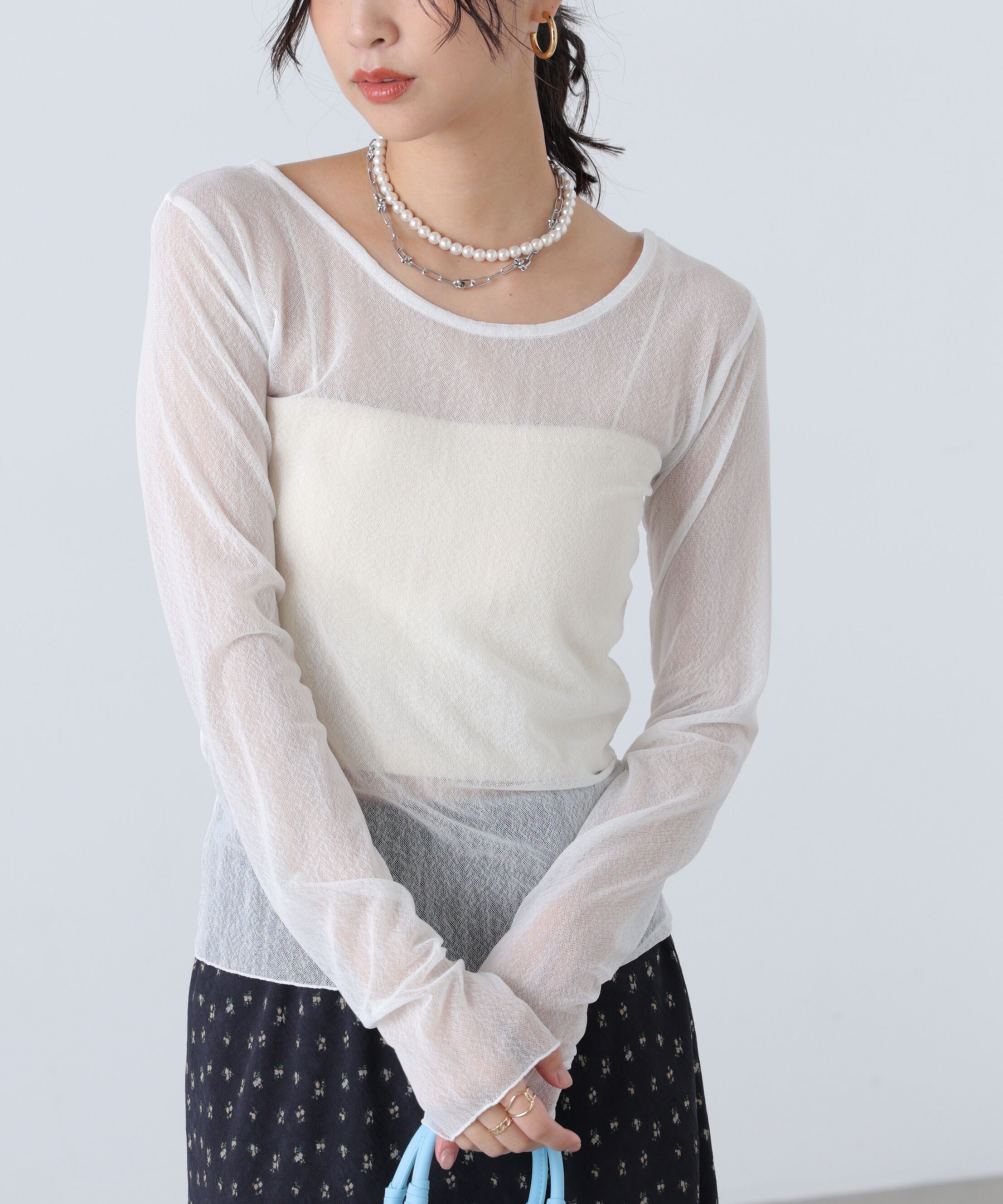  「フロッキードットチュールシアーカットソー」|Tシャツ・カットソー|