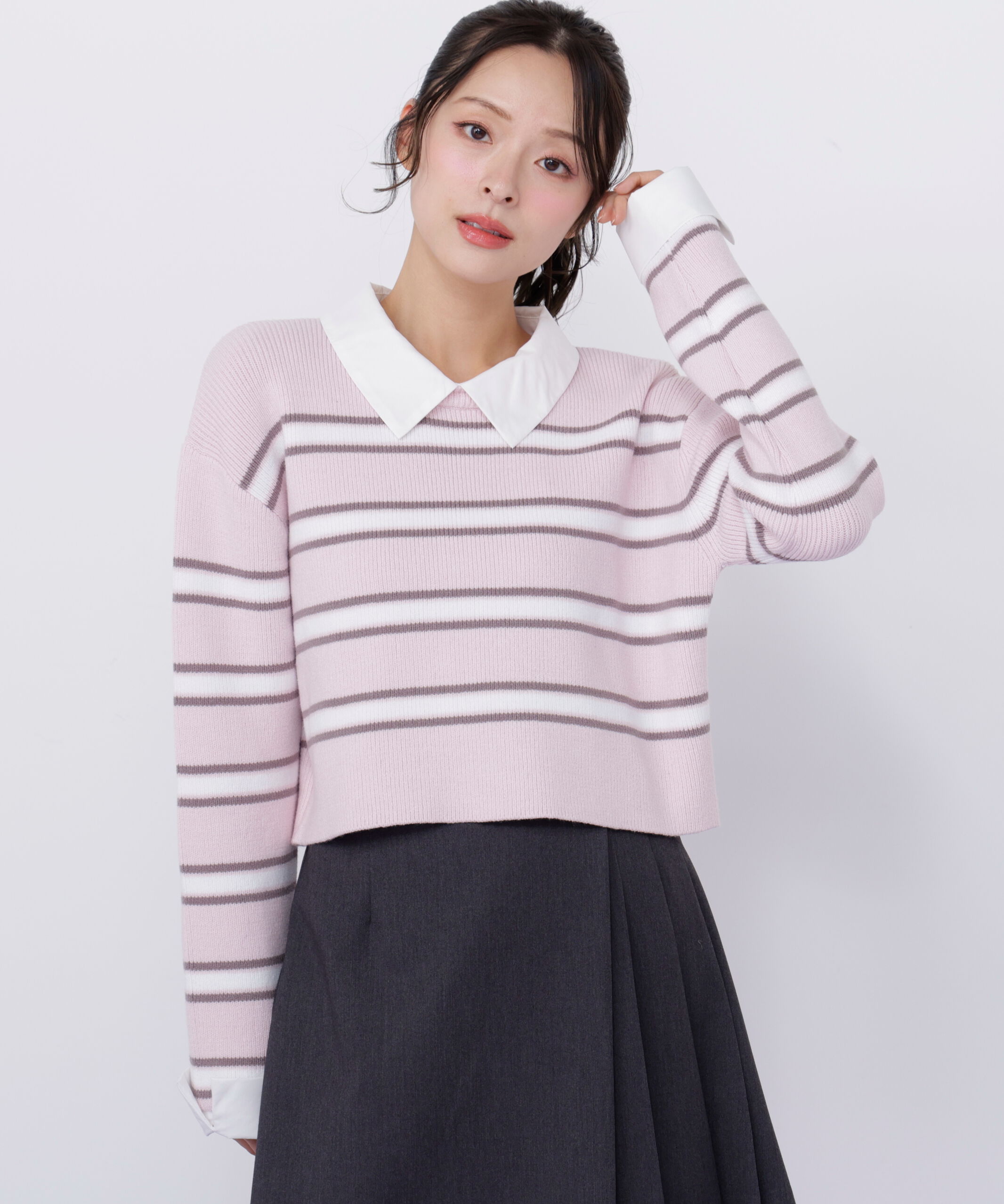  「衿付きクロップドゆるニット」|ニット・セーター|