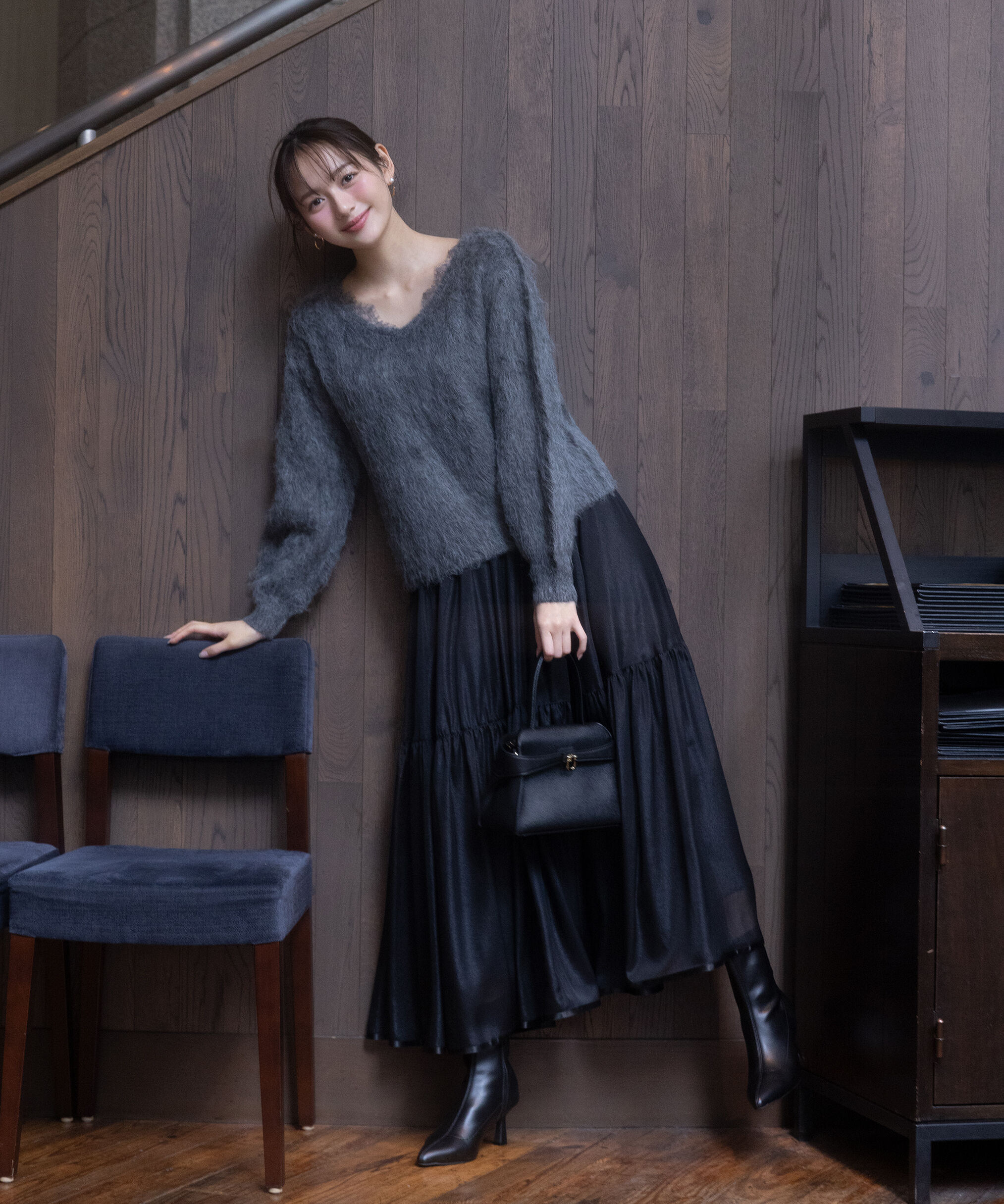 PROPORTION BODY DRESSING「襟元レースニットトップ 25AW」|ニット・セーター|