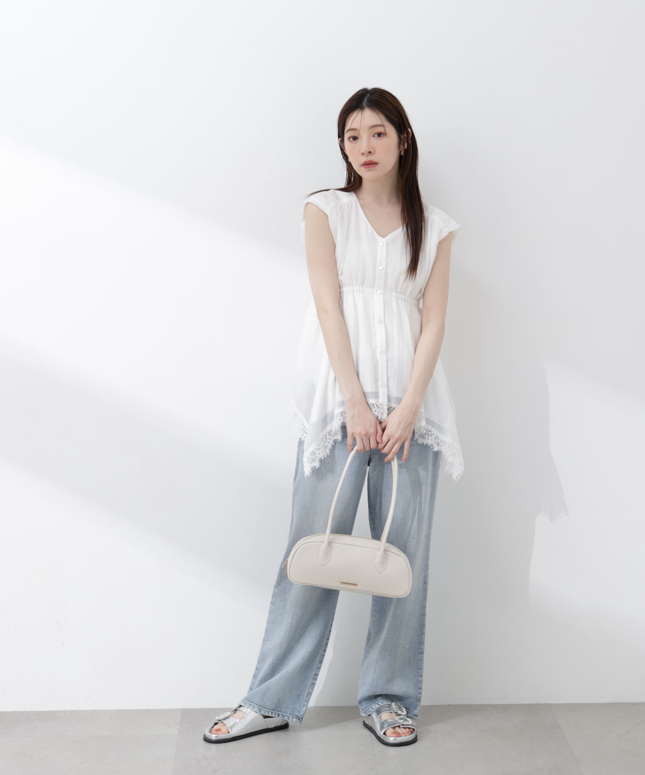 PROPORTION BODY DRESSING「レーストリミングヘムブラウス 26SS」|シャツ・ブラウス|