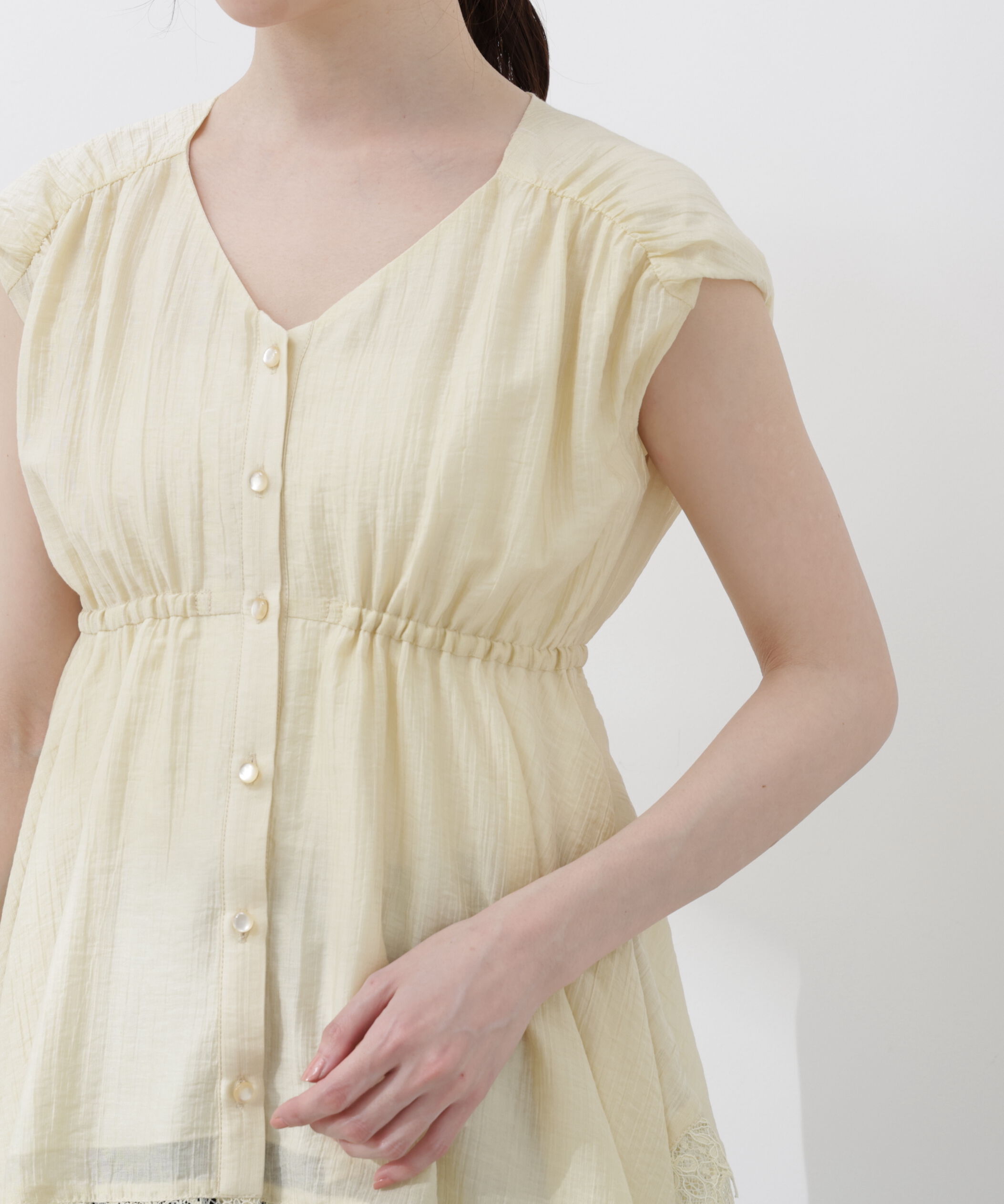 PROPORTION BODY DRESSING「レーストリミングヘムブラウス 26SS」|シャツ・ブラウス|