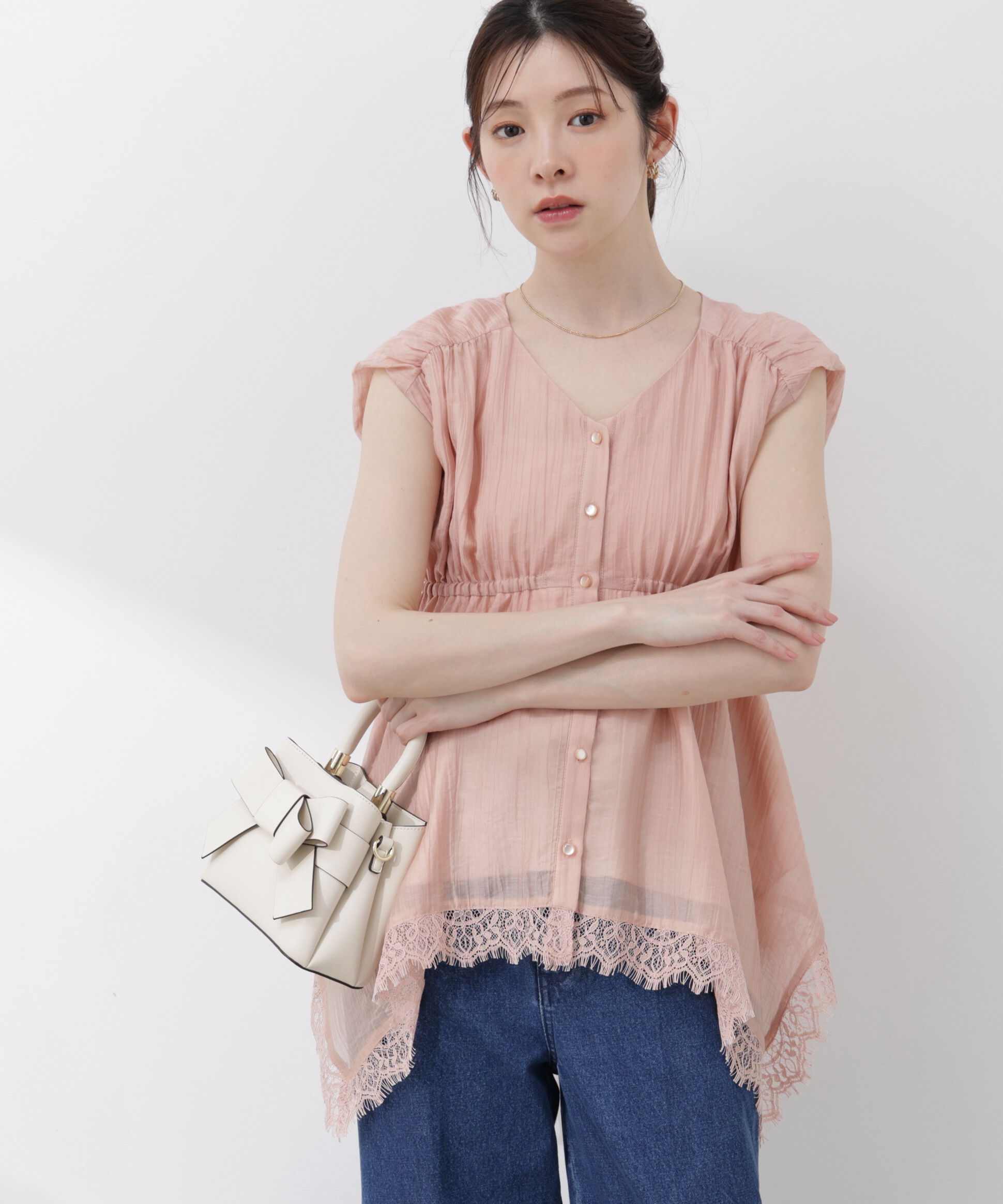PROPORTION BODY DRESSING「レーストリミングヘムブラウス 26SS」|シャツ・ブラウス|