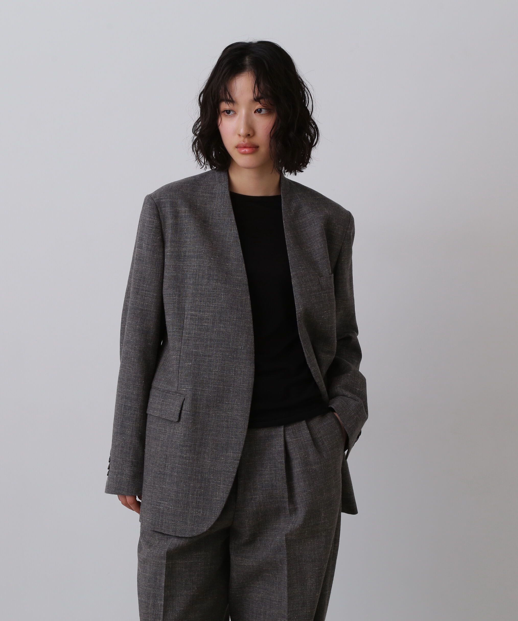 YLEVE 「YLEVE / WOOL LINEN COLLARLESS JACKET」|その他|グレー