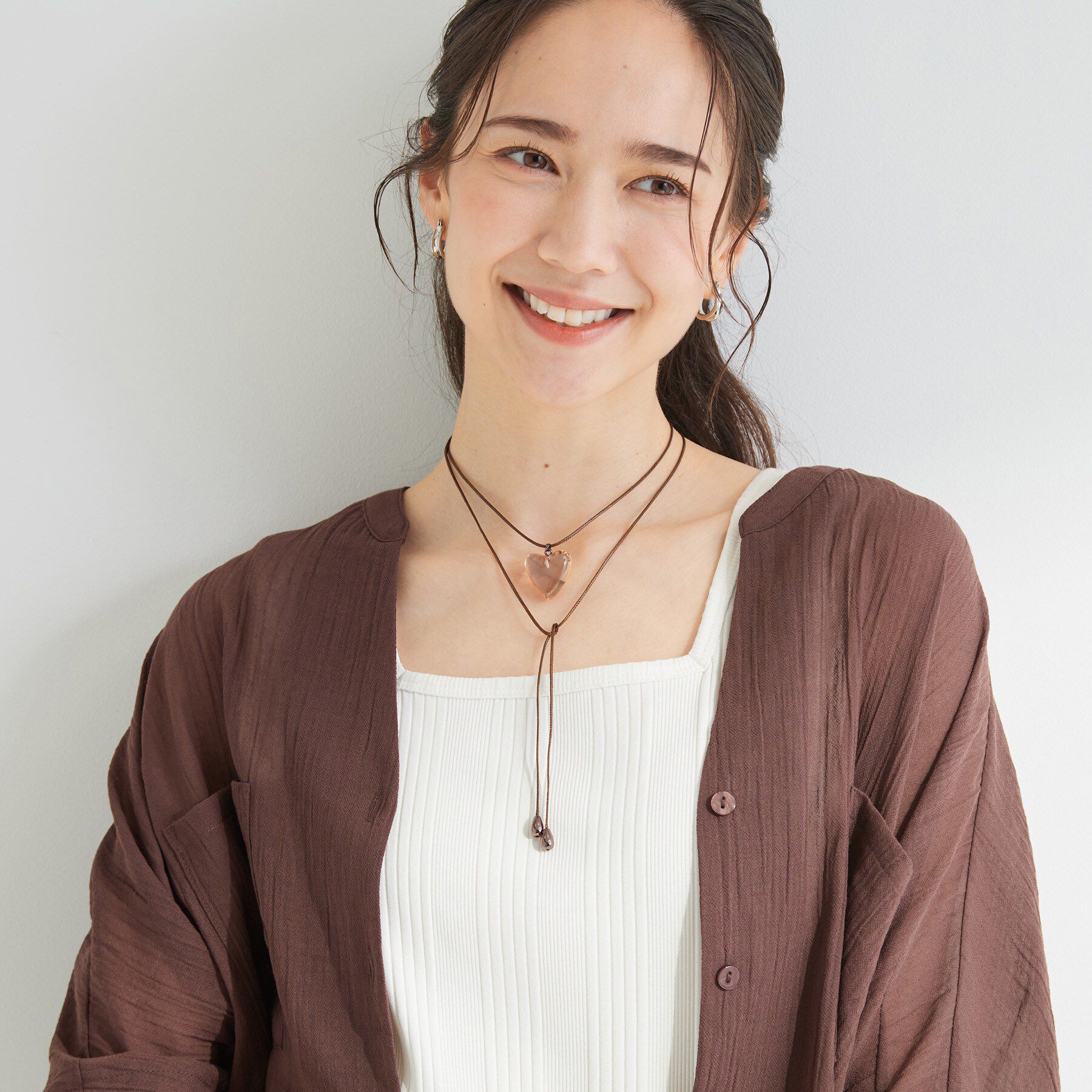 SHOO･LA･RUE「【マルチWAY】クリアハート紐ネックレス」|ネックレス|