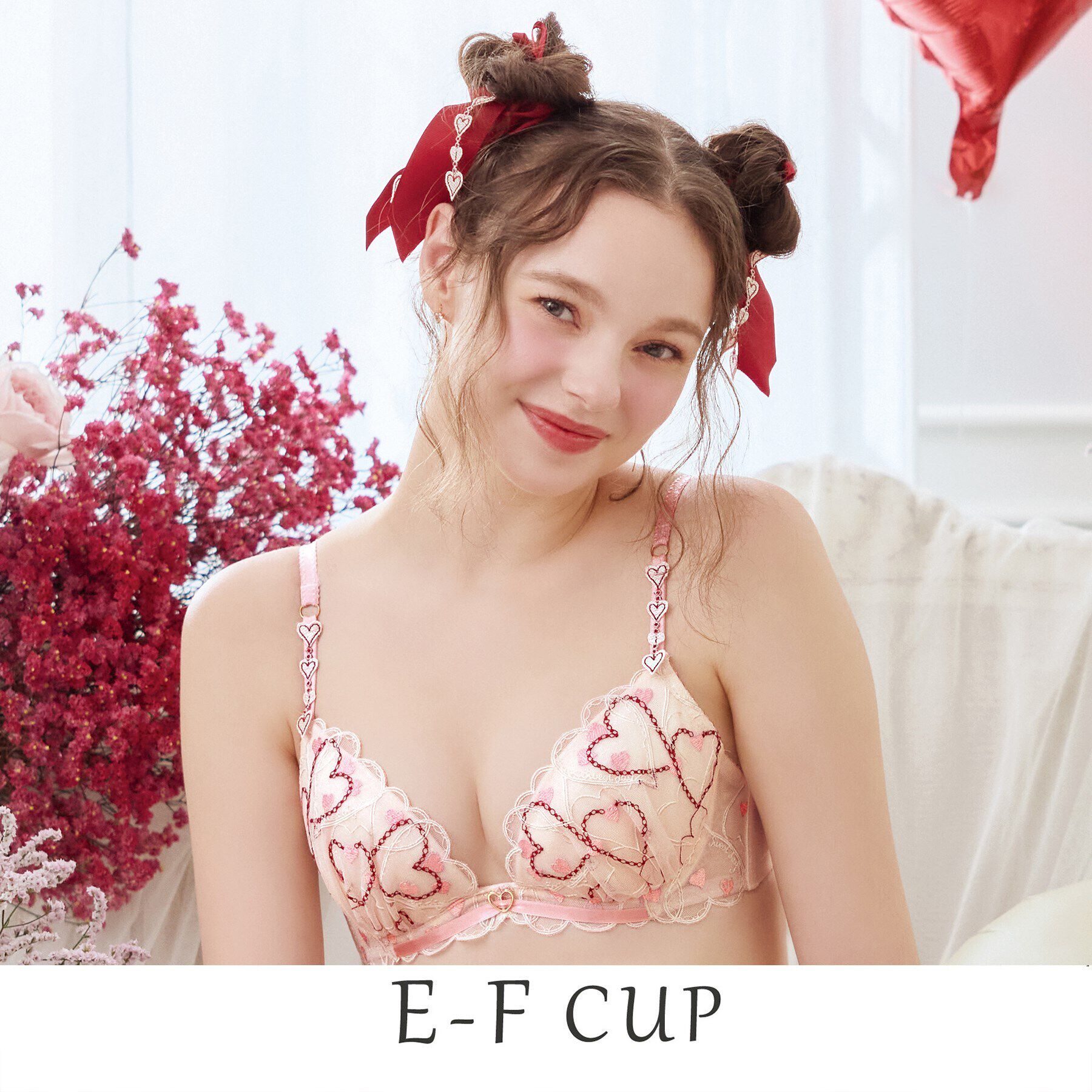 Risa Magli「ジアン ブラジャー（E-F）＜リサマリ ミラクル谷間ブラ＞」|インナー|ピンク(071)