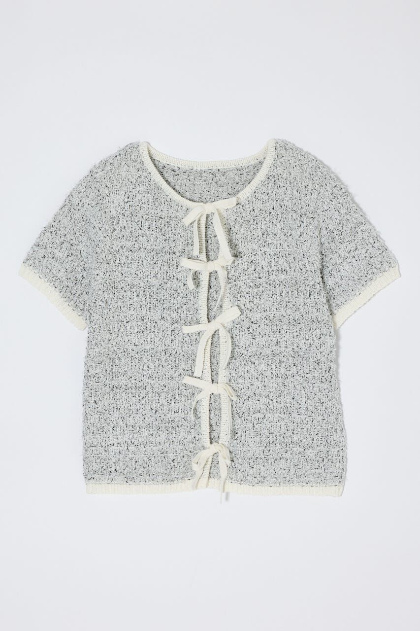 MOUSSY「FRONT RIBBON KNIT カーディガン」|ニット・セーター|WHT