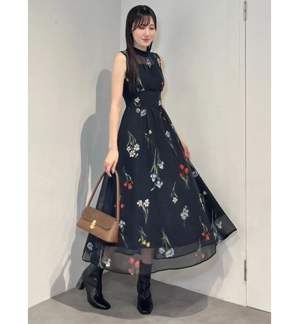 MERCURYDUO「花柄バックレースアップワンピース」|ワンピース|
