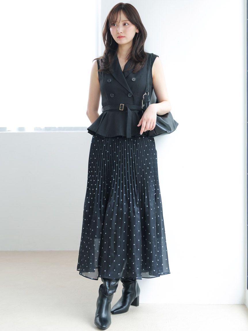 SNIDEL「スイッチングジレワンピース」|ワンピース|BLK