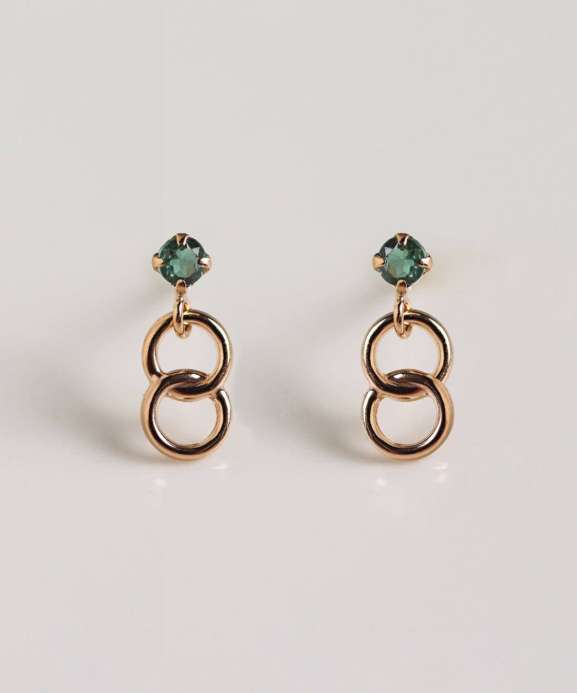  「カラーストーン サークル ピアス | K10YG」|ピアス|グリーン