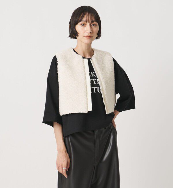 UNITED ARROWS「＜SACRA＞ボア ショート ベスト」|ベスト・ジレ|WHITE