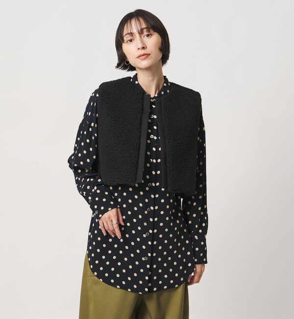 UNITED ARROWS「＜SACRA＞ボア ショート ベスト」|ベスト・ジレ|BLACK