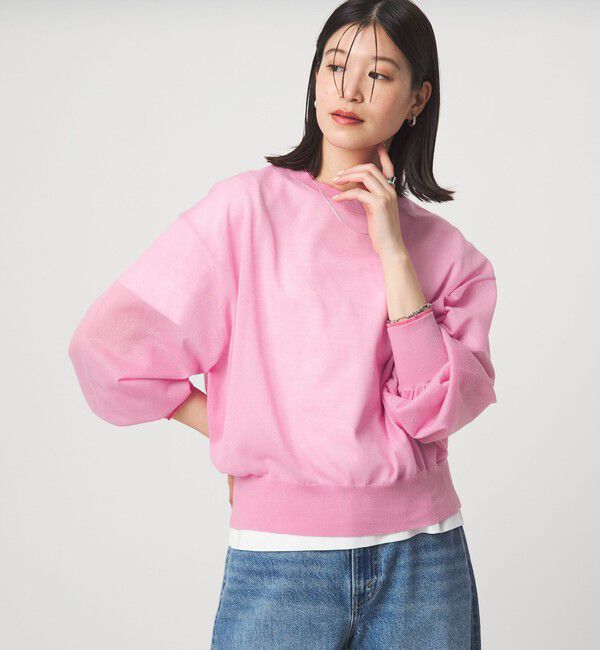 UNITED ARROWS green label relaxing「【WEB限定】＜at ease＞バイカラー シアー ニット プルオーバー」|ニット・セーター|