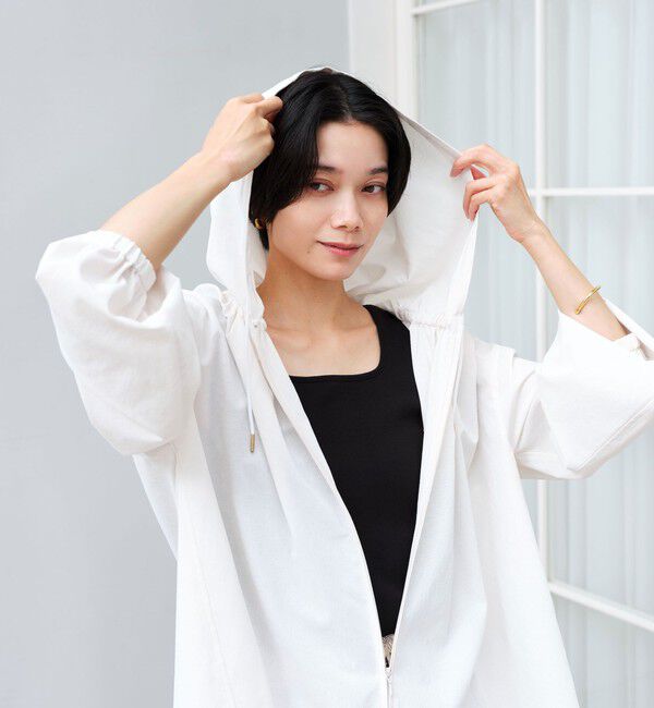 UNITED ARROWS green label relaxing「［size SHORTあり］フード ギャザー シャツ  UVカット 通気性 吸水速乾」|シャツ・ブラウス|