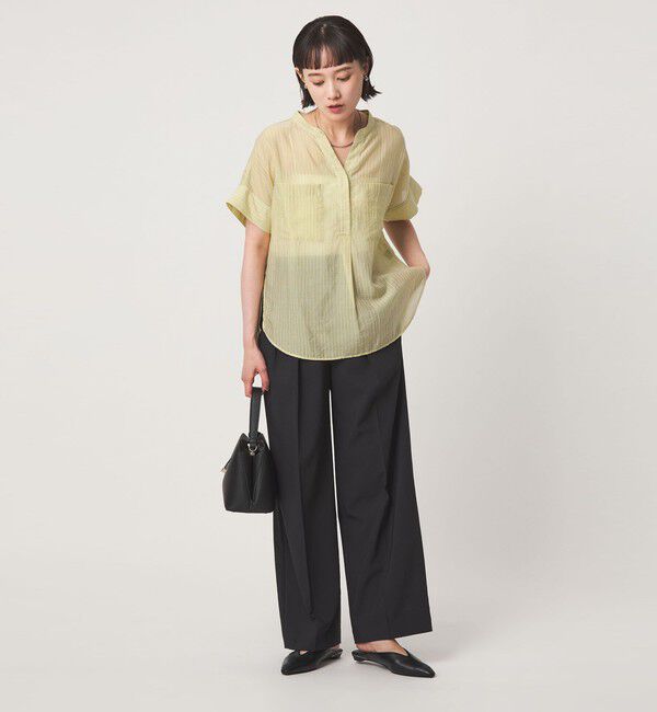 UNITED ARROWS green label relaxing「シアー ストライプ ポケット ショートスリーブ ブラウス」|シャツ・ブラウス|
