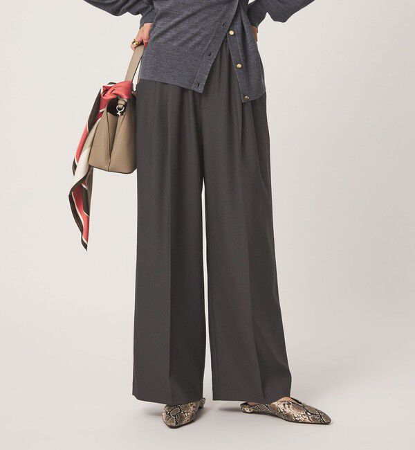 UNITED ARROWS green label relaxing「ニーハイワイドパンツ マシンウォッシャブル ストレッチ 帯電防止」|その他|DK.GRAY