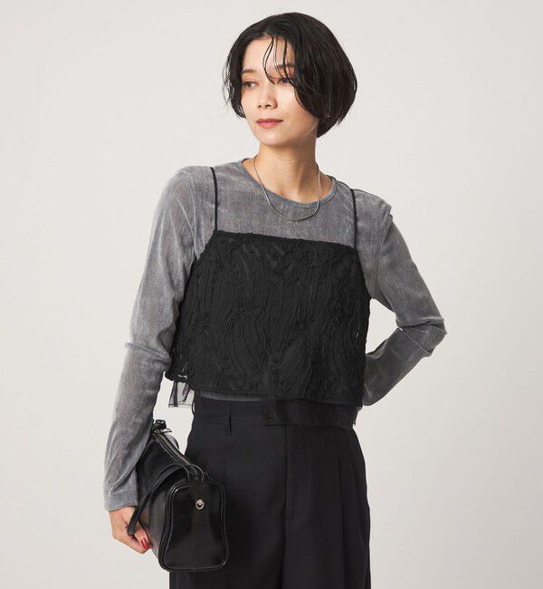 UNITED ARROWS green label relaxing「テープシシュウ ショート キャミソール」|キャミソール|BLACK