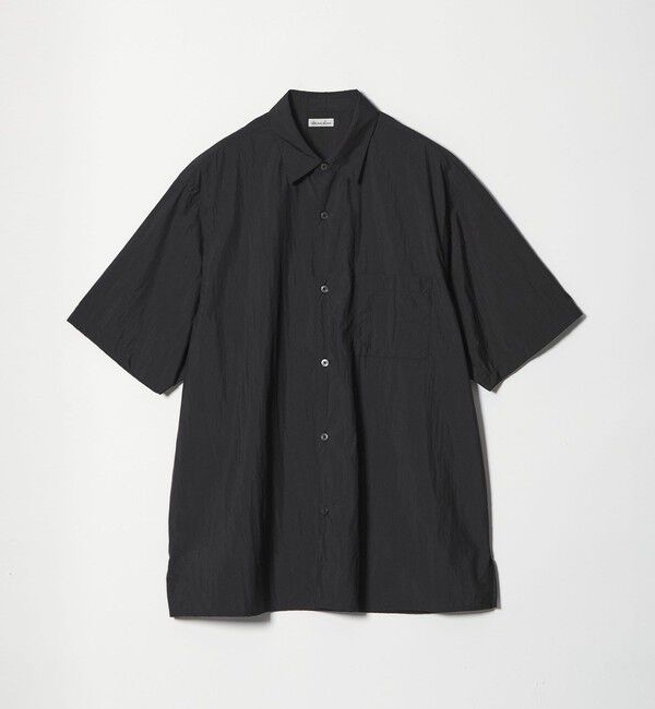 STEVEN ALAN「＜Steven Alan＞ エアリーナイロン レギュラーカラー ショートスリーブ シャツ BOX」|シャツ・ブラウス|BLACK