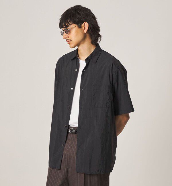 STEVEN ALAN「＜Steven Alan＞ エアリーナイロン レギュラーカラー ショートスリーブ シャツ BOX」|シャツ・ブラウス|