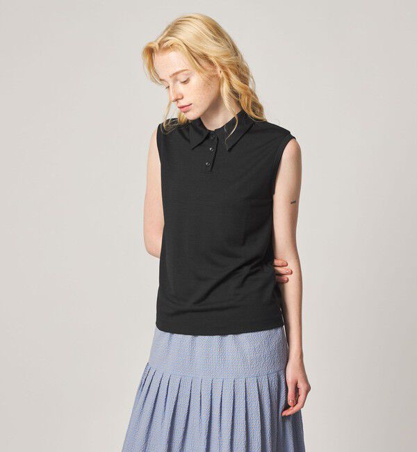STEVEN ALAN「＜Steven Alan＞ウール ジャージー ノースリーブ プルオーバー」|Tシャツ・カットソー|BLACK