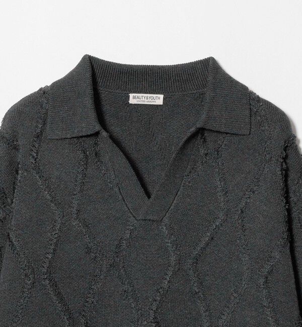 BEAUTY&YOUTH UNITED ARROWS「フリンジ パターン スキッパー ニット」|ニット・セーター|