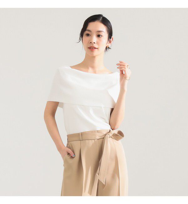 Demi-Luxe BEAMS 「オフショルダー ノースリーブ プルオーバーニット」|ニット・セーター|OFF_WHITE